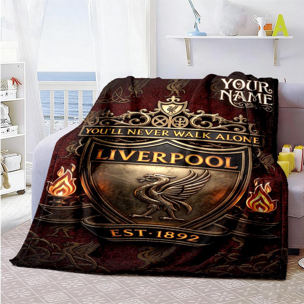 Liverpool Fc Customize Text Blanket Gift Customizable Blanket Durable Comfort Throw For Bed Office Living Room Nap Four Seasons Universal