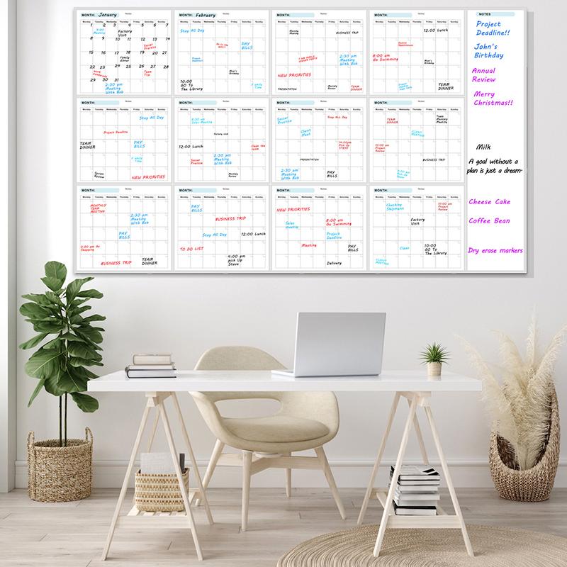 Очень большой недатированный стираемый стираемый планер на год 35X58 дюймов для дома, школы и офиса