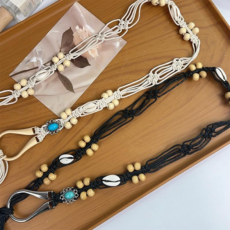 Винтажный этнический стиль, плетеный вручную пояс, женский, декоративная цепочка на талию для платья, универсальный богемный пояс Y2K