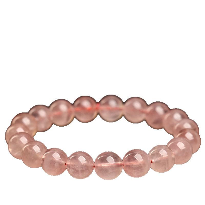 Hongchu Crystal Natural7A Premium Smooth Grapefruit Pink Round Bead Bracelet Creamy Pink Crystal Bracelet