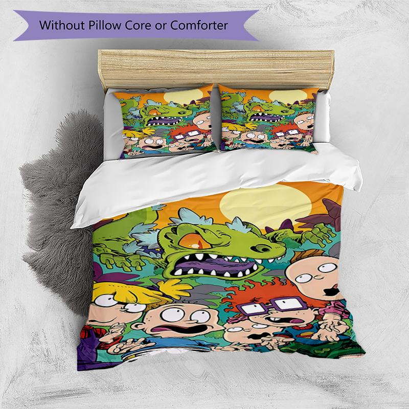 3pcs Rugrats in paris1 Design Cover Set - HD Printed Bedding with 1 Cover and 2 Pillowcases - Perfect for Home and Dorm Decor