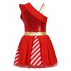Girls Christmas Costume Sequins Striped Tutu Dress Sleeveless for Xmas Party Dance Performance