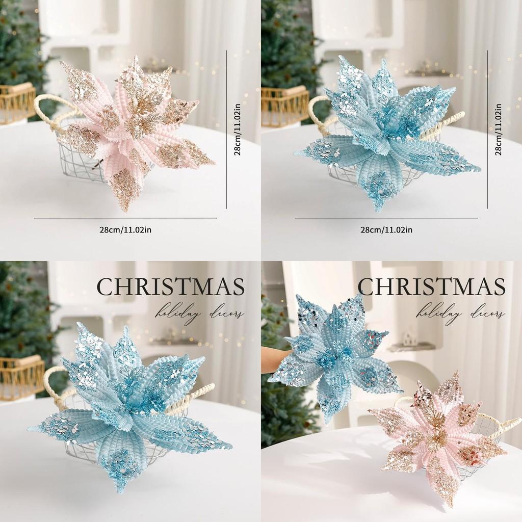 Christmas Artificial Flower Decor With Glittering Fabric For Holiday Celebrations