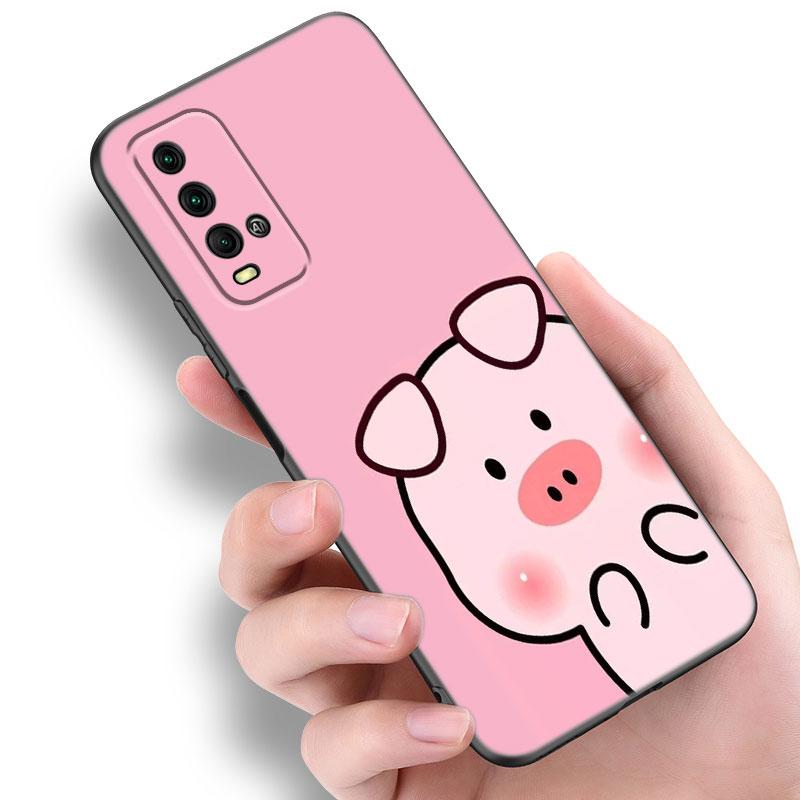 Розовый забавный чехол для телефона со свиньей для Xiaomi Redmi Note 5 6 9T K20 K40 K50 Pro 7A 8A 9A 9C 9i 10A 10C A1 S2, мягкий черный чехол из ТПУ