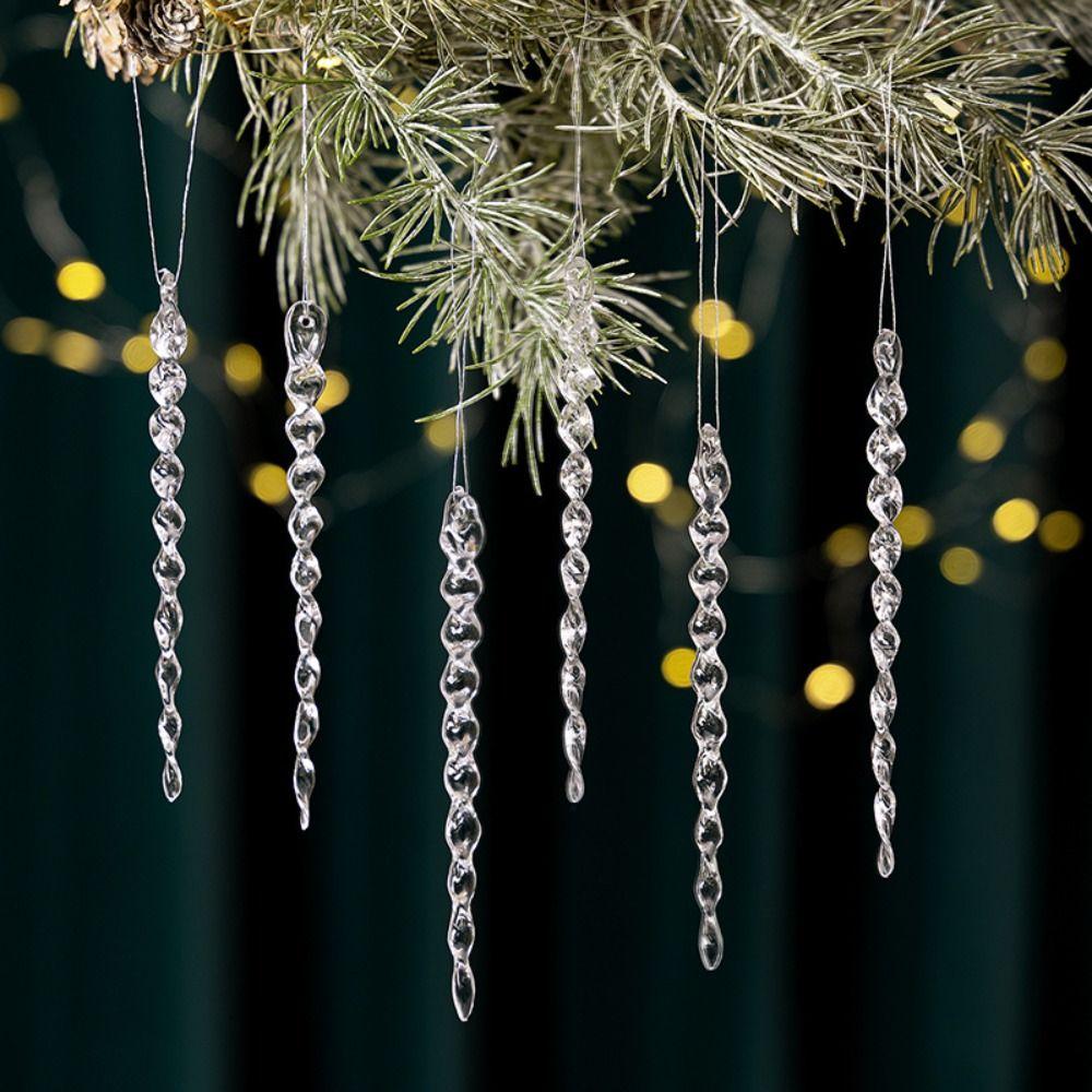 Crystal Clear Christmas Tree Ornaments Creative Party Holiday Decor New Icicle Decorations