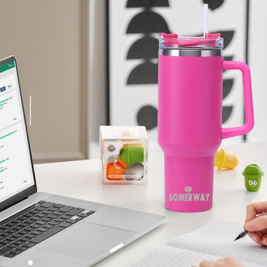 Термочашка на 40 унций, стакан из нержавеющей стали с вакуумной изоляцией и многоразовой соломинкой для путешествий, домашнего офиса