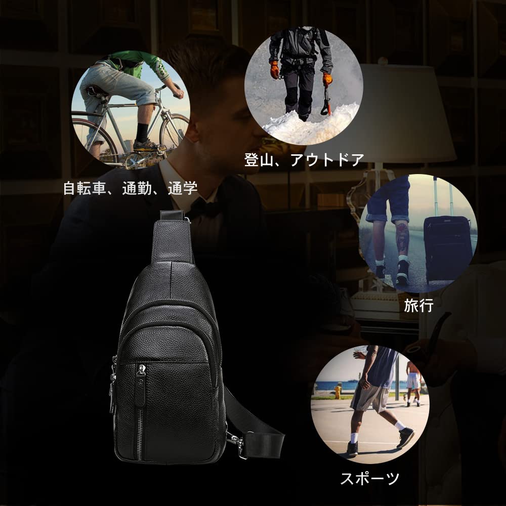 Сумка из натуральной коровьей кожи через плечо на одно плечо нагрудная сменная левая и правая натуральная толстая кожа 612 [Whatna], мужская, сумка, сумка,