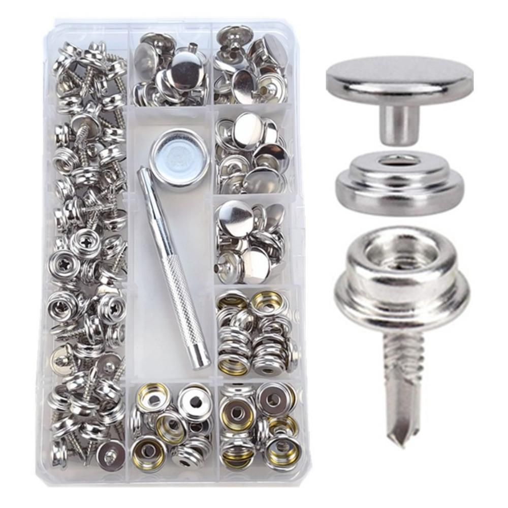Кнопка-защелка из нержавеющей стали, размер 15 мм (3/8 дюйма), с инструментом для установки кнопок на брезент, застежка-кнопка морского класса, для изготовления палаток
