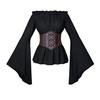 Женский топ с корсетом, средневековый пиратский блузка с открытыми плечами, нестандартные расклешенные рукава, лепестковый подол, костюм для косплея на фестивале