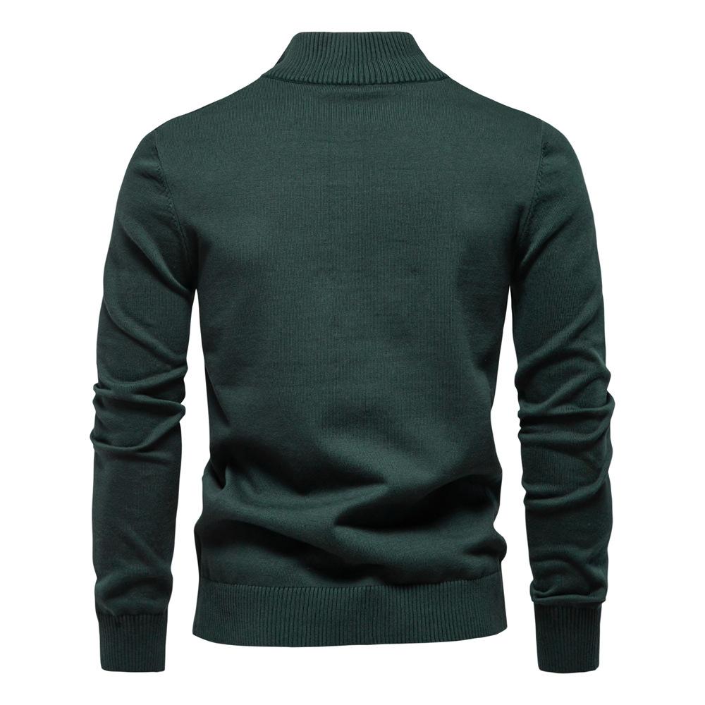 Men's Quarter Zip Up Long-Sleeve Sweaters Slim Fit Lightweight Mock Neck Pullover Casual Polo Sweaters Fall Winter Warm Striped Sweater for Men