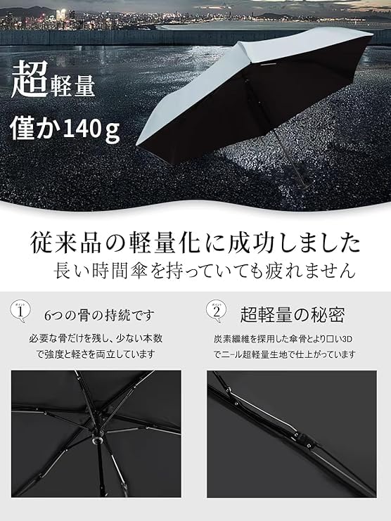 UV Protection Completely Heat Folding Folding UV Wind Water Suitable for Both Sun and Convenient To Day [QAQQVQ] Parasol, Ultra-lightweight, 140g,