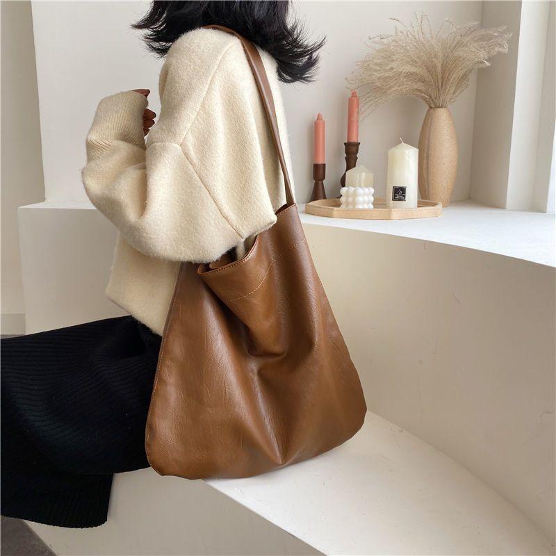 Fashionable Large Capacity Women's Autumn Winter Korean Style Casual Lazy Style Versatile Ins Retro Shoulder Bag