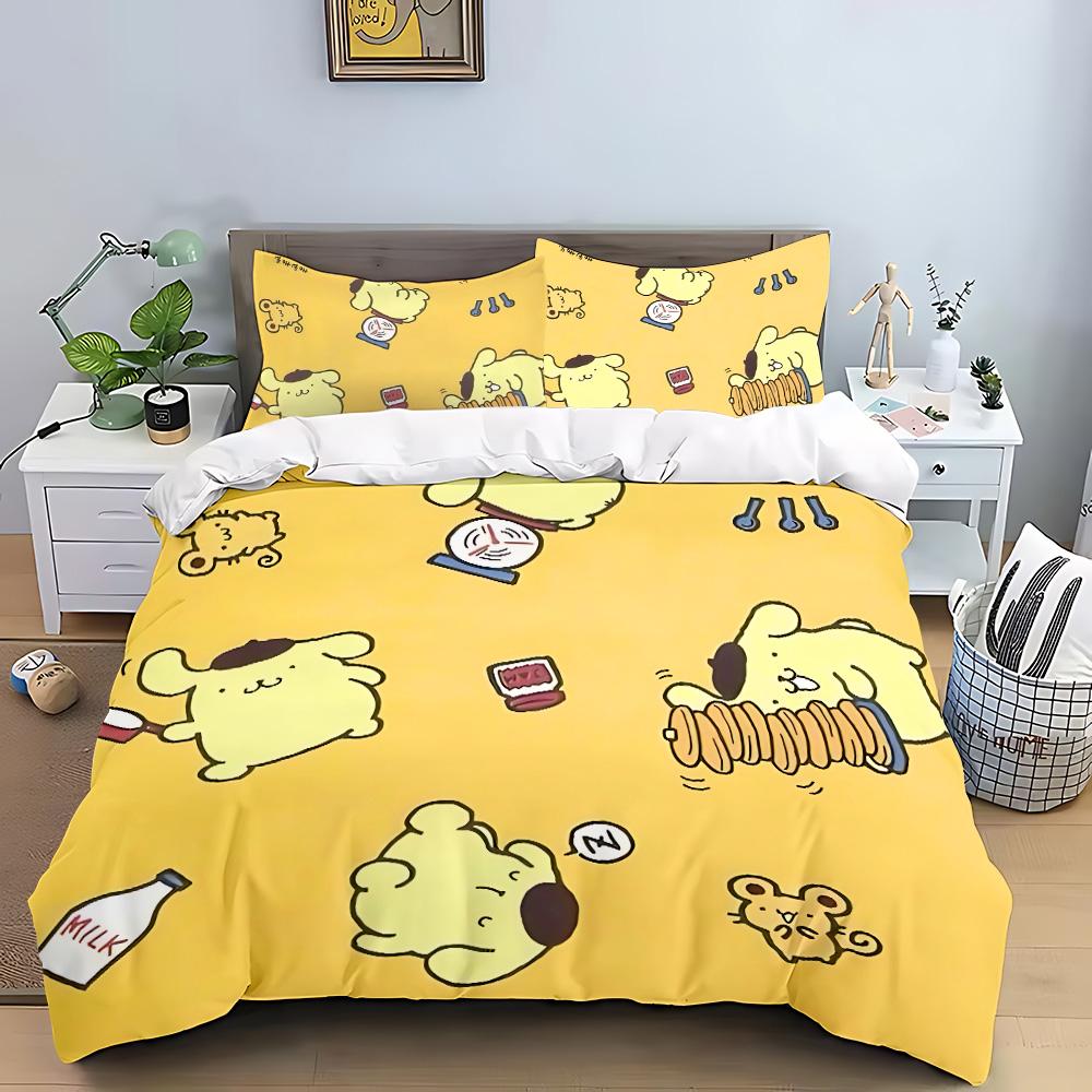 Cartoon Pom Pom Pudding Duvet Cover Queen King Size Bedding Set Adult Boys Girls Bedroom Decoration Children Gift Double 3 Pcs