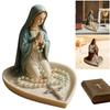 Virgin Mary Rosary Holder Statue Resin Blessed Mother Statue Elegant Our Lady Prayer Rosary Box Holy Mother Figure Catholic Gift
