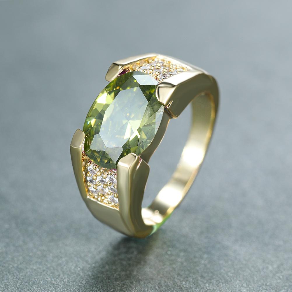 Модные ювелирные изделия золотого цвета, большие круглые овальные огранки, оливково-зеленый камень, кольцо для невесты, обручальные кольца для женщин, подарки на годовщину