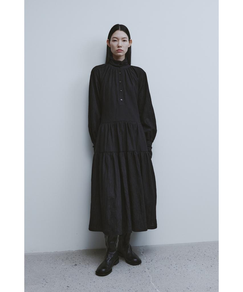 Youth Shirring Pullover Dress - Black