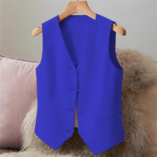 Женский деловой жилет с V-образным вырезом, однобортный, без рукавов, облегающий кардиган, короткий однотонный жилет для деловых поездок на работу и встреч