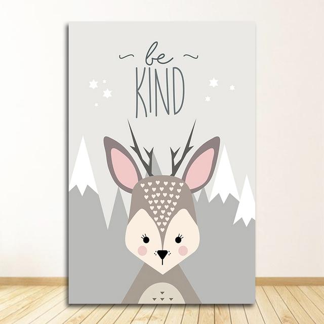 Настенные картины для детской спальни, домашний декор, холст, картина, милый мультфильм, лиса, сова, олень, скандинавская картина на холсте, художественный принт