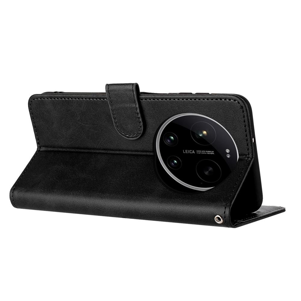 Wallet Case for 17 Ultra - Leather/PU, Black, With Lanyard