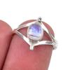 Natural Rainbow Moonstone Gemstone Handmade 925 Sterling Silver Ring Size 6 A2n05