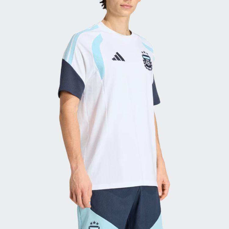 adidas Аргентина Чемпионат мира 2026 Фан-версия Теплая тренировочная футболка с коротким рукавом Мужские топы JY7027