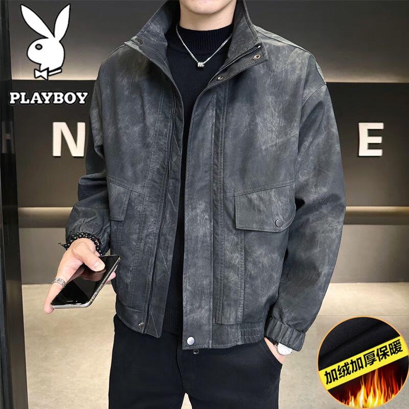 PLAYBOY Мужская теплая свободная повседневная куртка на плюшевой подкладке