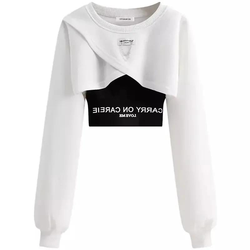 Весенне-осенний комплект, женский корейский свободный модный топ, повседневные брюки, комплект из трех предметов