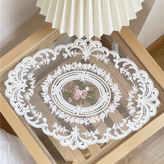 Вышитый кружевной поднос, ретро-салфетка для французского вязания крючком, вышитый вручную цветок, коврик для стола
