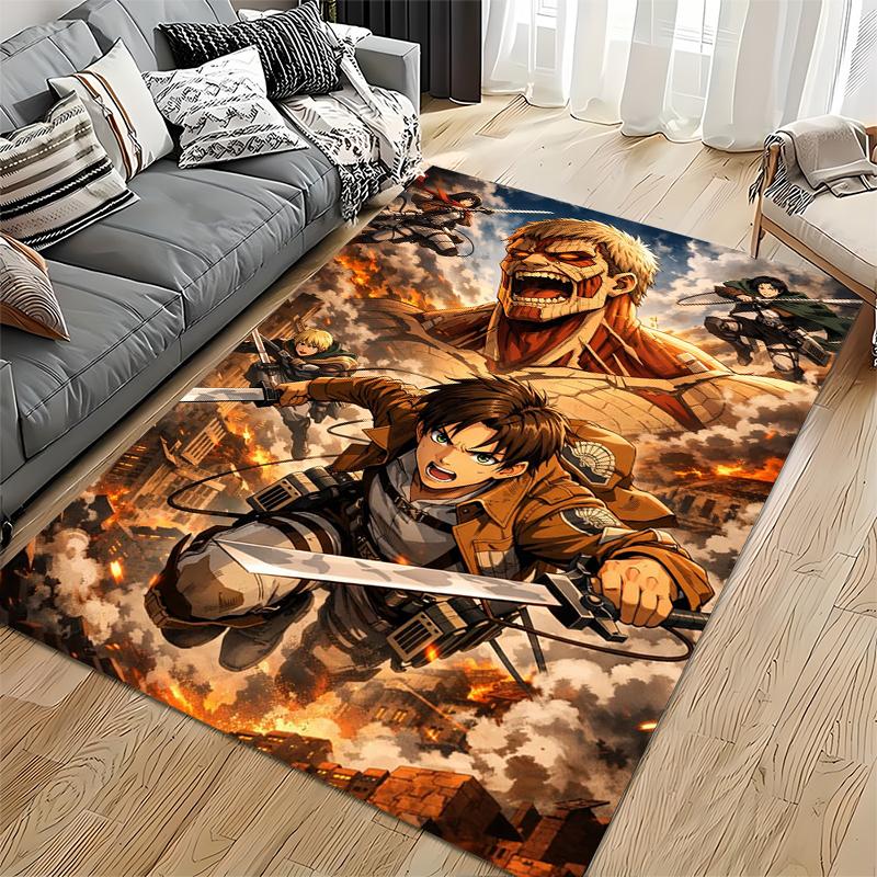 "Attack on Titan Anime Carpet - Action Scene with Titans and Heroes" Suitable for use as an anti-slip for living room bedroom sofas