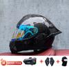 Full Face Motorcycle Helmet With External Bluetooth Module Men Women Large Rear Wing Sport Style DOT Approved
