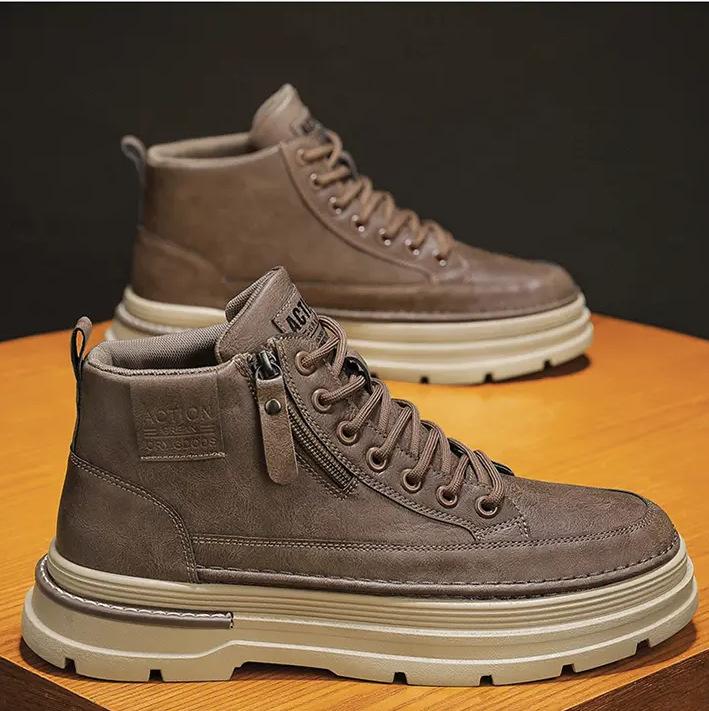 Ботинки Martin мужские осень-зима 2024 новые черные мужские водонепроницаемые ботинки в британском стиле с толстой подошвой и высоким берцем