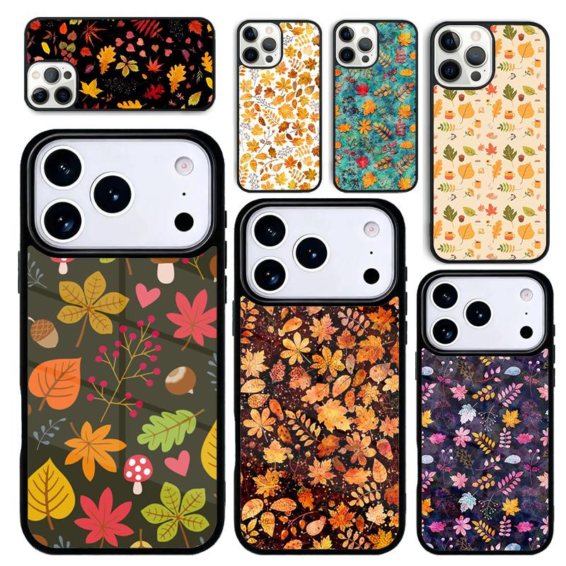 Чехол Case для iPhone 17 Air 16 Pro Max 15 Plus 11 13 Mini 14 12 Задняя крышка телефона Осенние листья