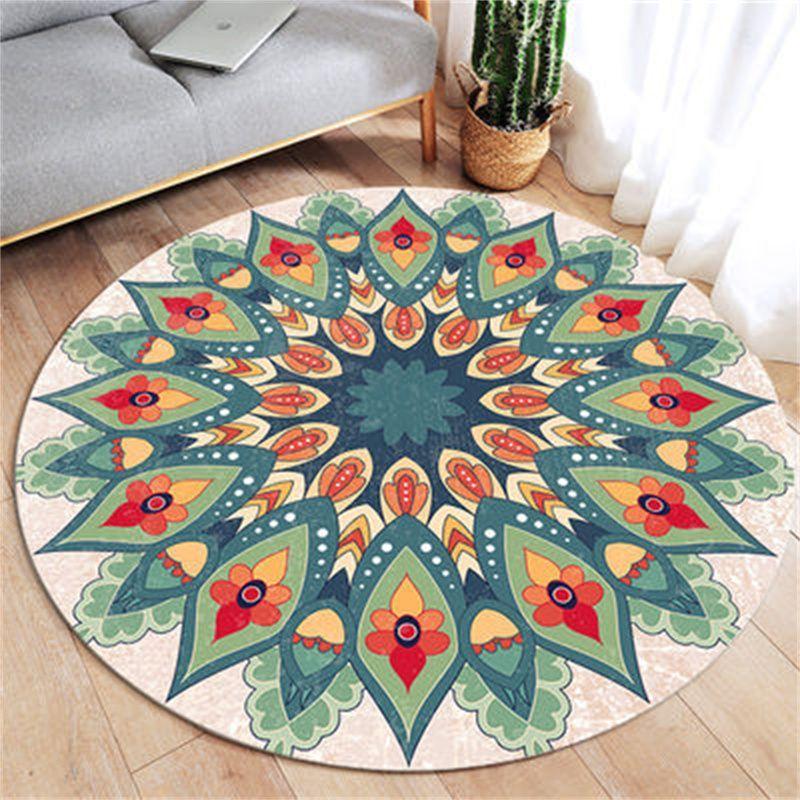 Ethnic Style Circular Carpet Bedroom Minimalist Computer Chair Circular Pad Dressing Table Bedside Dirt Resistant