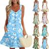 Women's Summer Dress With Pocket Sleeveless Floral Print Sundress