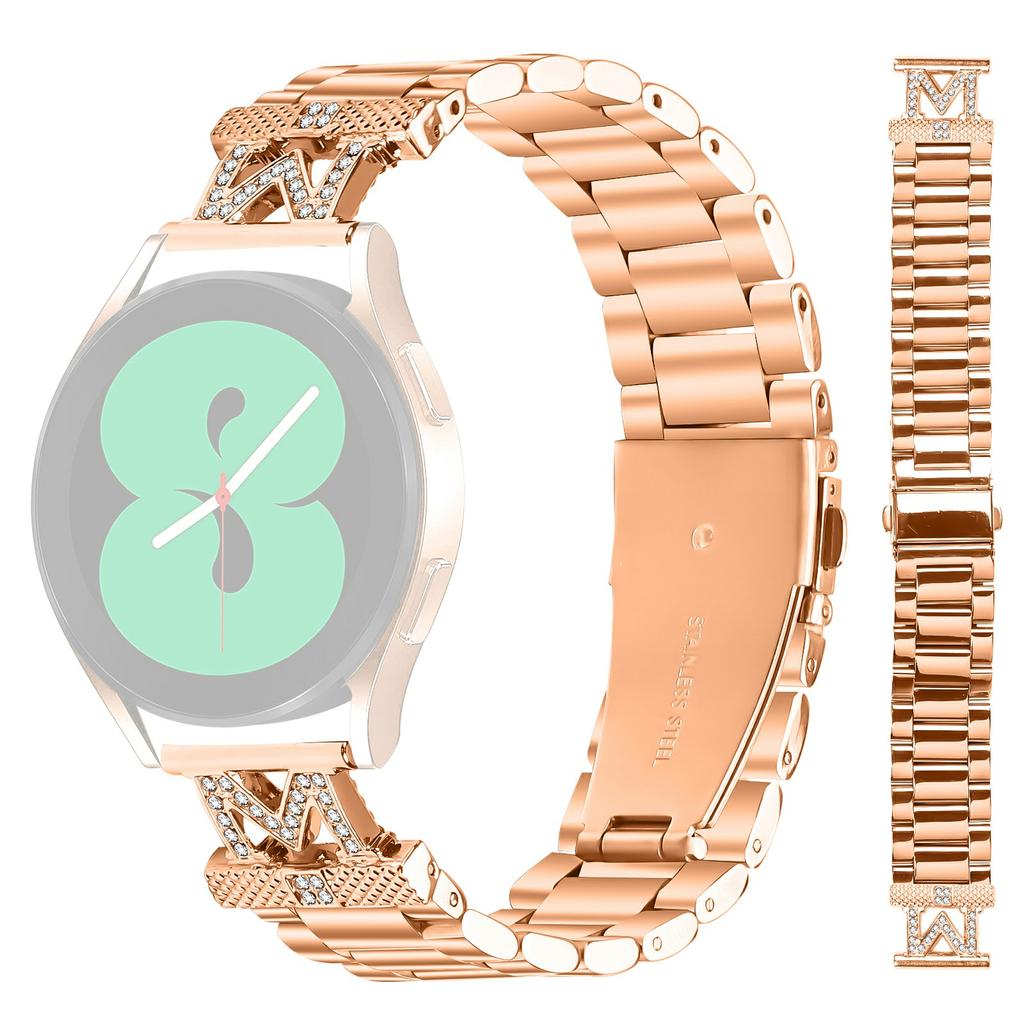 For Realme Techlife Watch S100 Watch Strap Rhinestones Decor 3-Bead Stainless Steel Band