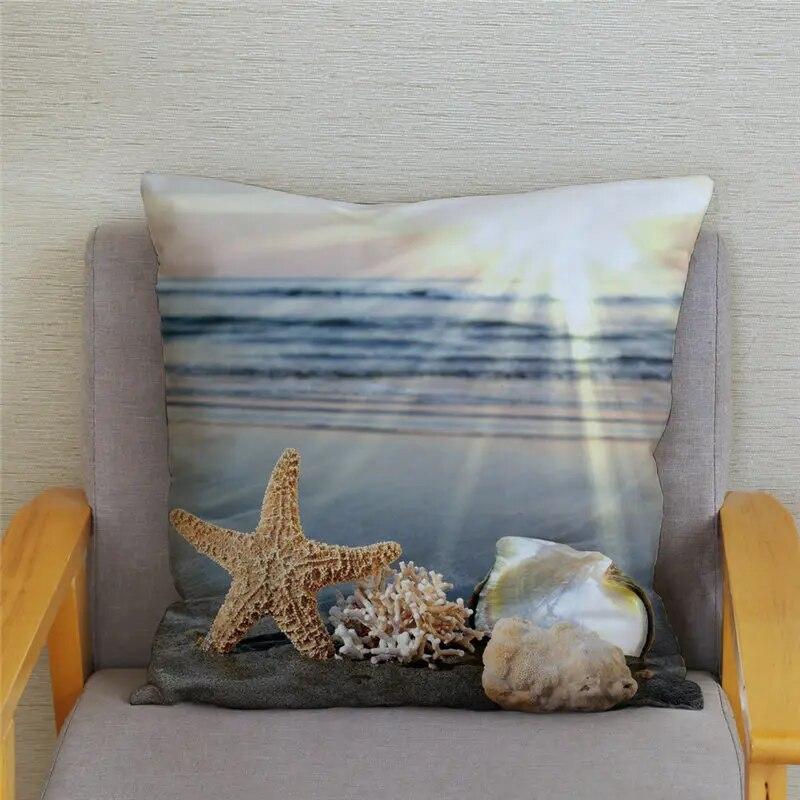Декор для спальни, гостиной, пляжный пейзаж, кокосовая пальма, чехол для дивана, домашний декор, наволочка с принтом морской звезды и ракушки