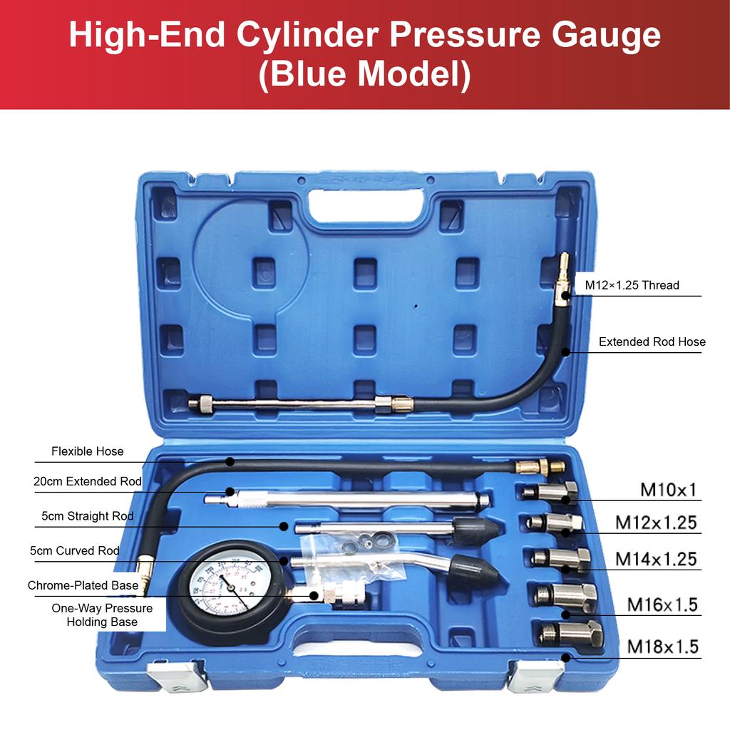 Cylinder Compression Tester 0-300 PSI Kit for Car Motorcycle Engine with M10 M12 Adapters Petrol Pressure Gauge Tool