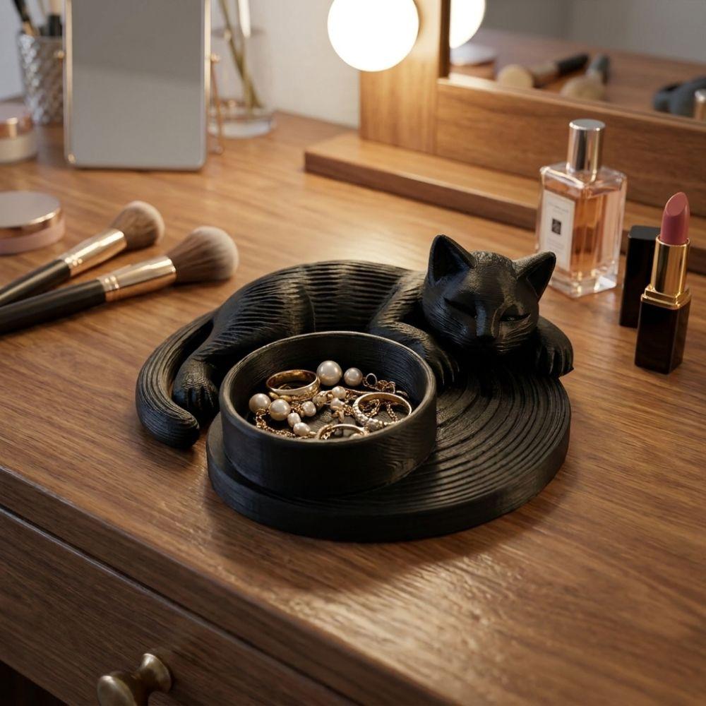 3D Printed Cat Candle Holder Plastic Cat-shaped Storage Tray Cat Candle Stand Bedroom