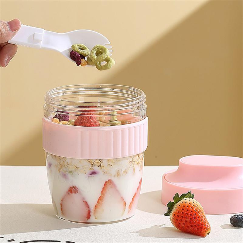 Breakfast Cup Oat Cup Nut Yogurt Salad Cup Container Set Sealed Portable Fitness School Lunch Box Food Storage Cup Bento Box New