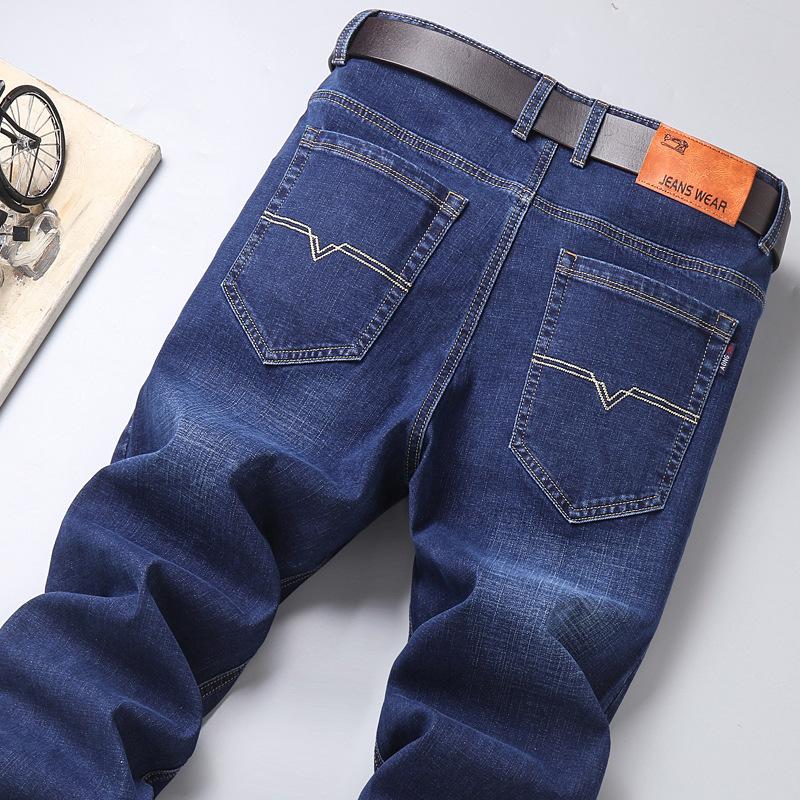 Four Season Wearable Men'S Business Stretch Straight Leg Denim Fashionable Loose Long Pants Mid Waist Men'S Pants