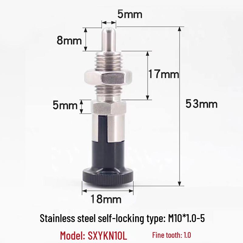 Stainless Steel/Carbon Steel Indexing Pin: Knob Plunger, Self-Locking, Re-Locking, Fine Thread, Complete Specifications