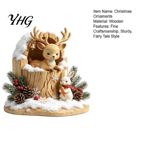 Vintage Home Accents Fairy Tale Little Boy and Fox Wooden Figurine, Rustic Desktop Statue, Artistic Carved Christmas Gift Ideas Sculpture Ornament for
