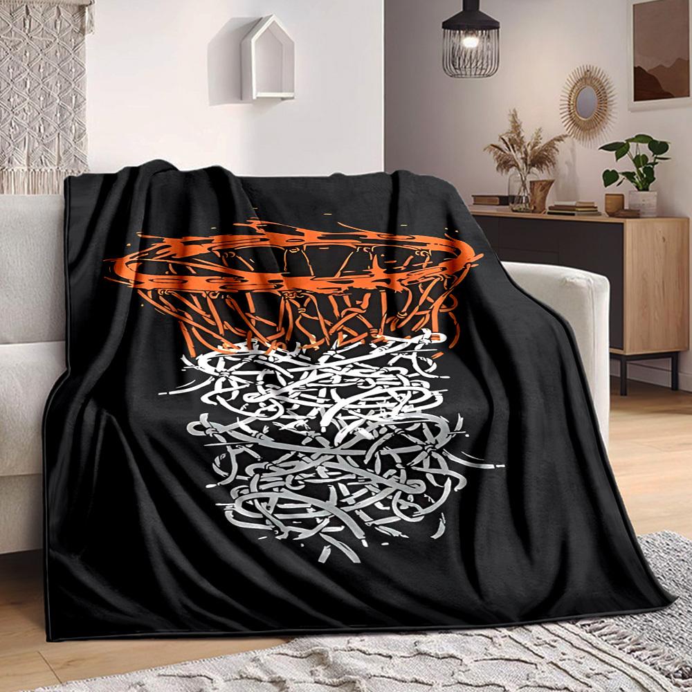1pc Basketball Net Blanket, Lightweight Flannel Throw Blanket for Sofa, Bed, Travel, Camping, Living Room, Office, Couch081