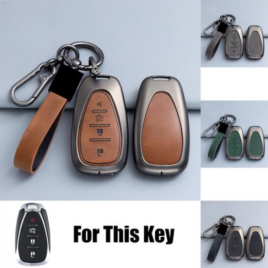 Alloy Leather Car Key Case Cover For Chevrolet Cruze Malibu Camaro Trailblaze