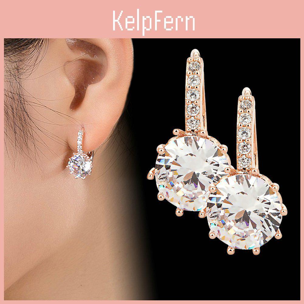 Rose Gold Earrings New Vintage Crystal Bling Drop Earrings For Women Girls Christmas Gift Fashion Wedding Jewelry