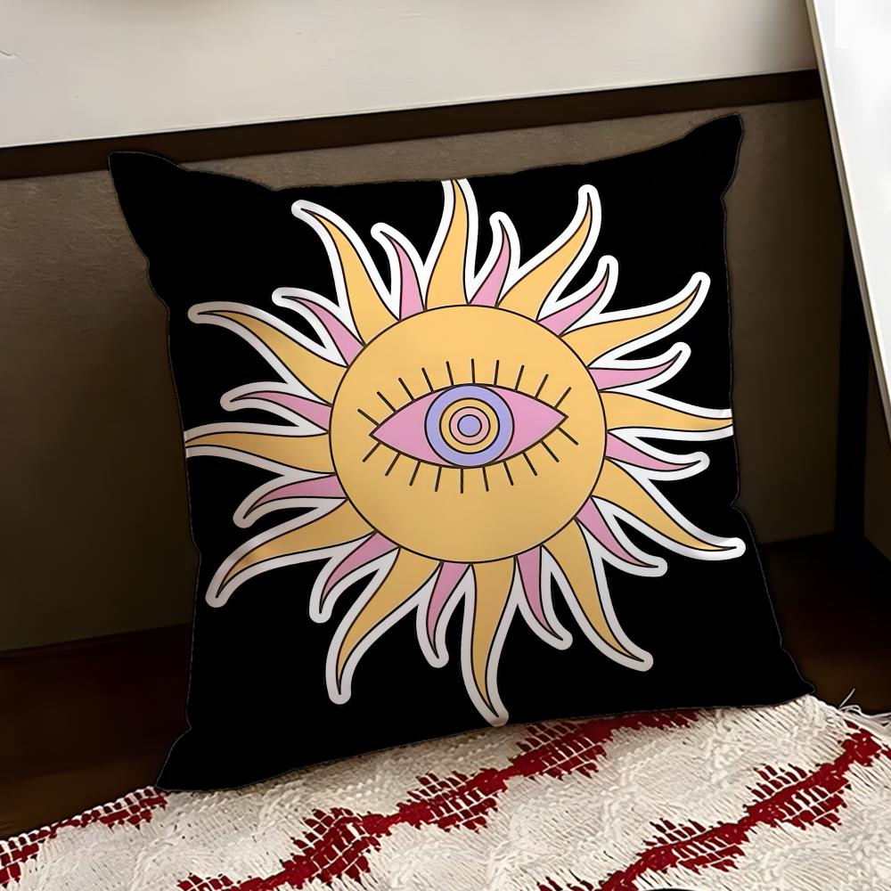 Smiling Sun Face Cushion Cover Reversible Soft Durable Pillow Cover Home Car MultiScene Use for Daily Comfort