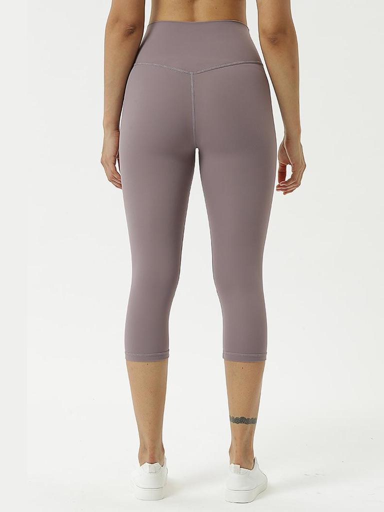 Женские двухсторонние отшлифованные штаны для йоги с высокой талией – телесного цвета, укороченные, облегающие, удобные для европейского и американского стилей
