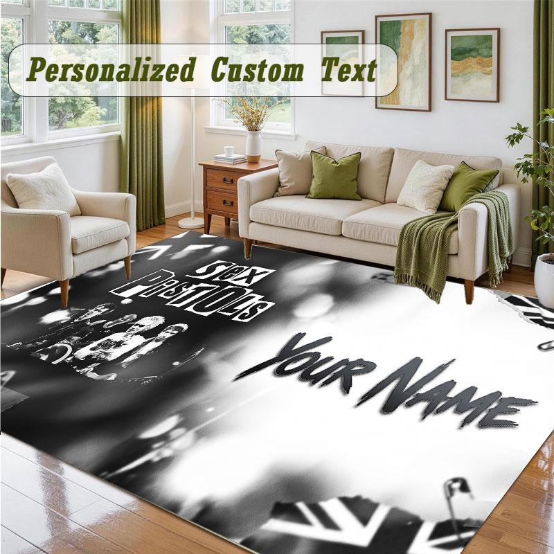 Crystal Velvet Square Rug Custom NameSex Pistols Pattern Non Slip Home Floor Decor Rug