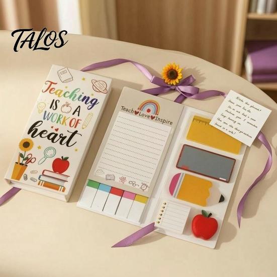 Thick Paper Notes for Journaling Teacher Themed Sticky Notepads Set, Campus Theme Smooth Notes, Cartoon Set Creative Index Stickers Portable