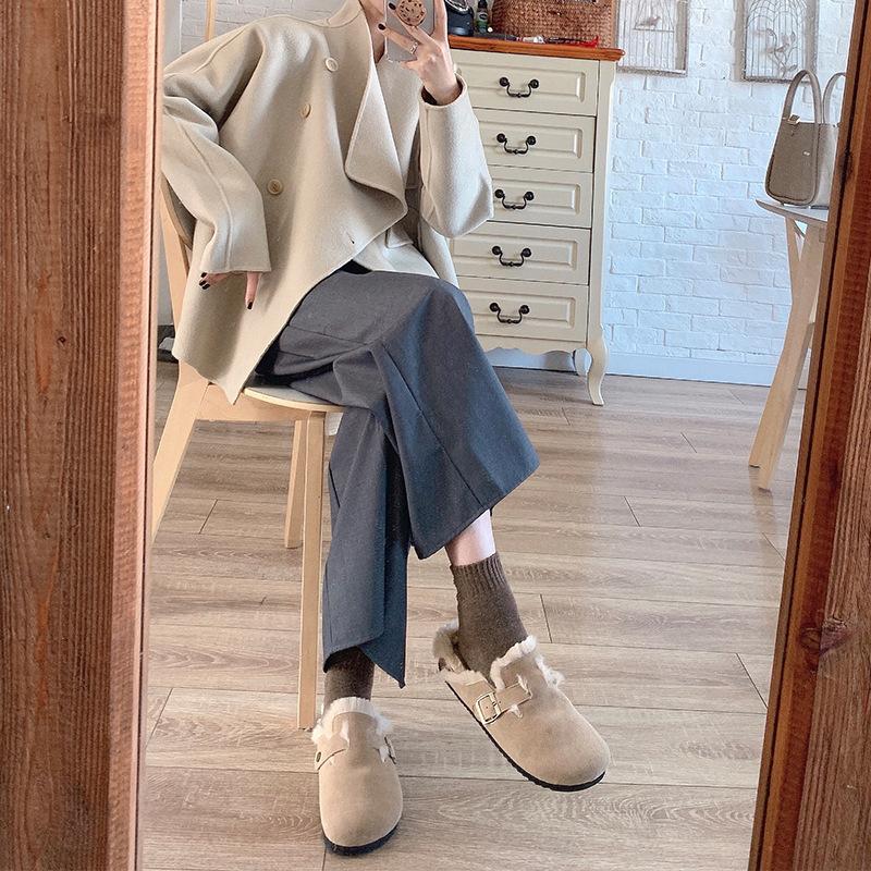 Платформа Ji туфли Birkenstock женская ретро сумка голова половина шлепанцы ленивые туфли плюшевые теплые пушистые туфли мягкая подошва